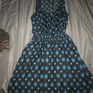 Blue and black printed dress
